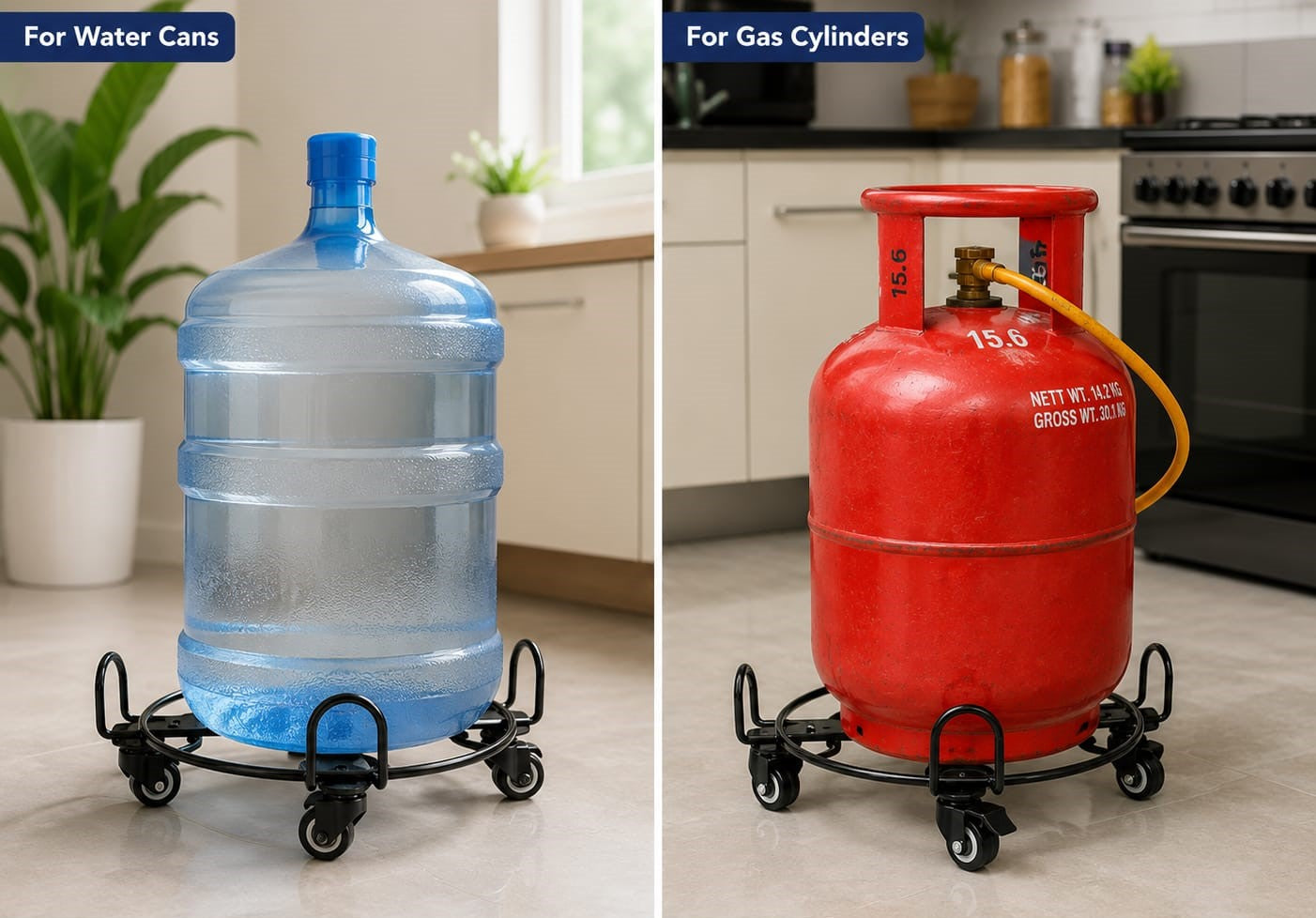 Water Can & Gas Cylinder Trolley - Black