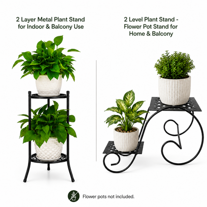 2 Layer Plant Pot Stand + 2 Level Plant Stand — Garden Bundle 6
