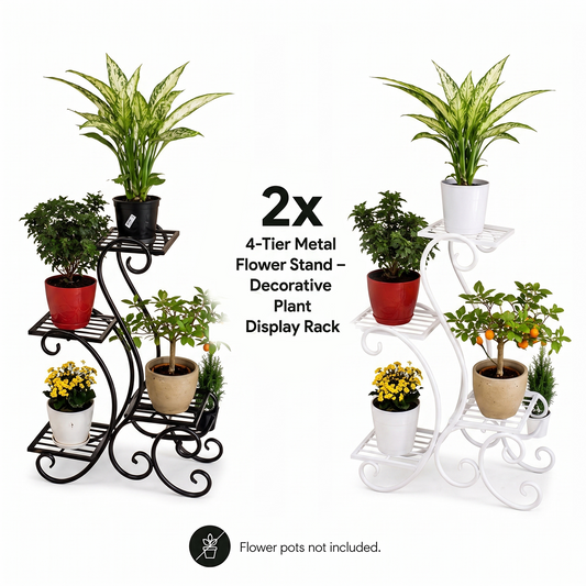 2x 4-Tier Metal Flower Stand — Garden Bundle 9