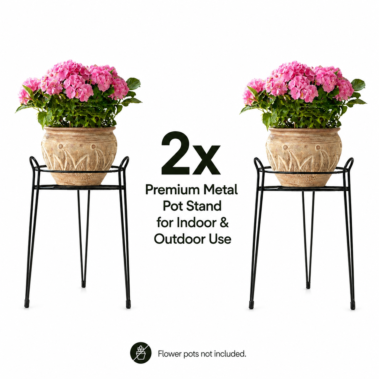 2x Premium Metal Pot Stand for Indoor & Outdoor Use — Garden Bundle 5