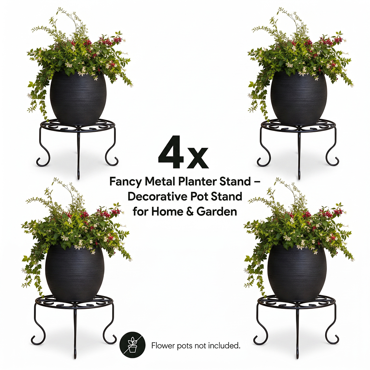 4x Fancy Metal Planter Stand — Garden Bundle 11