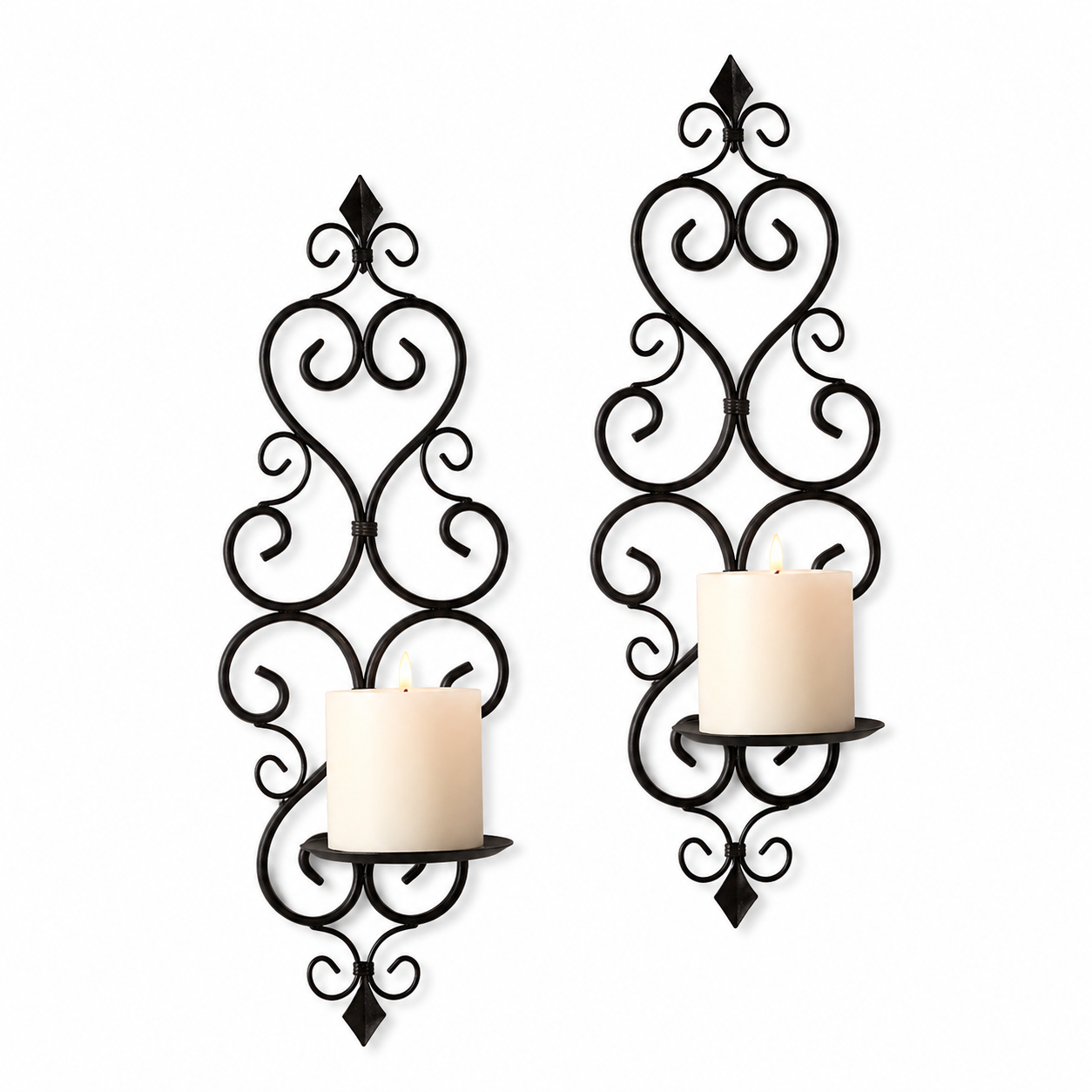 Curvy Wall Candle Stand – Decorative Metal Holders (SET OF 2)