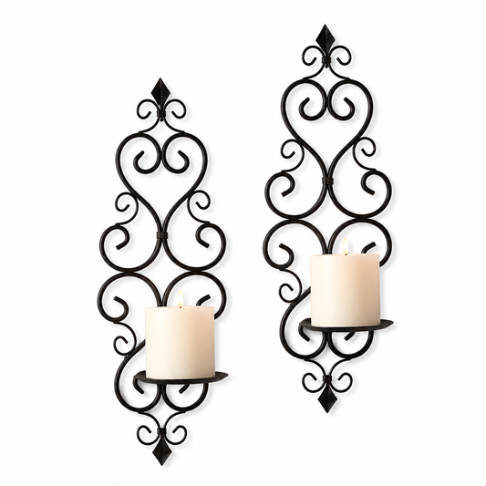 Curvy Wall Candle Stand – Decorative Metal Holders (SET OF 2)