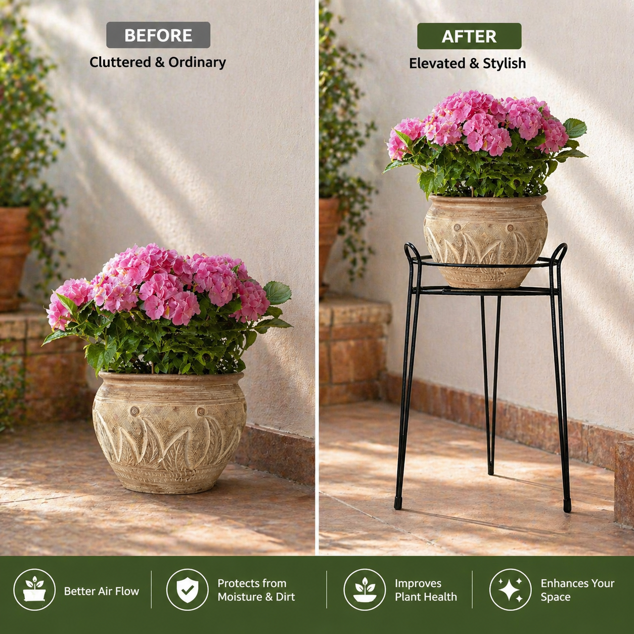 Premium Metal Pot Stand for Indoor & Outdoor Use - alternate view