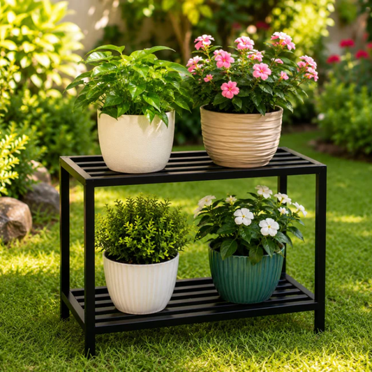2-Tier Plant Stand – Black
