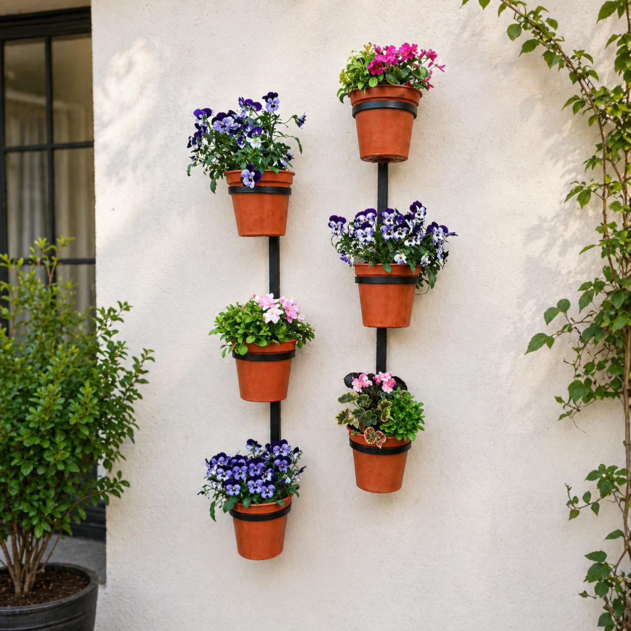 3 Pot Vertical Planter Stand for Wall & Balcony