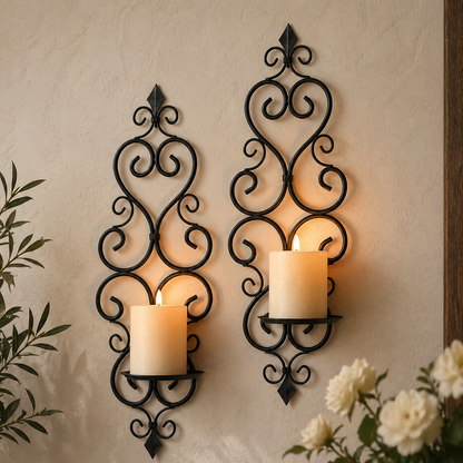 Curvy Wall Candle Stand – Decorative Metal Holders (SET OF 2)