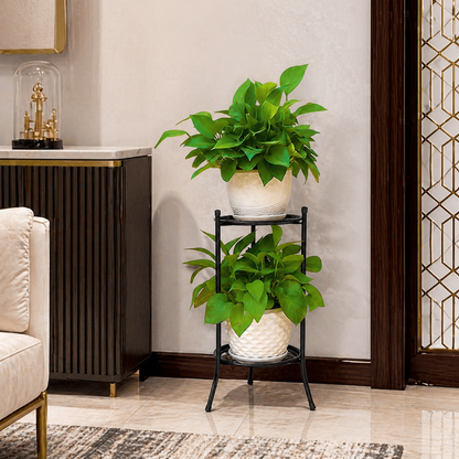 2 Layer Metal Plant Stand for Indoor & Balcony Use