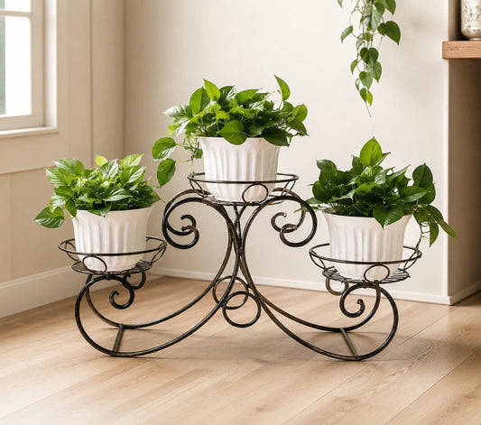 3-Tier Folding Metal Planter Stand. (Curve)