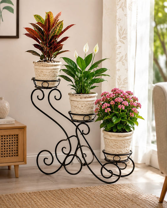 3-Tier Pots Round Metal Planter Stand