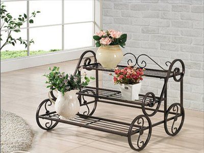 3-Tier Metal Flower Stand – Decorative Plant Rack