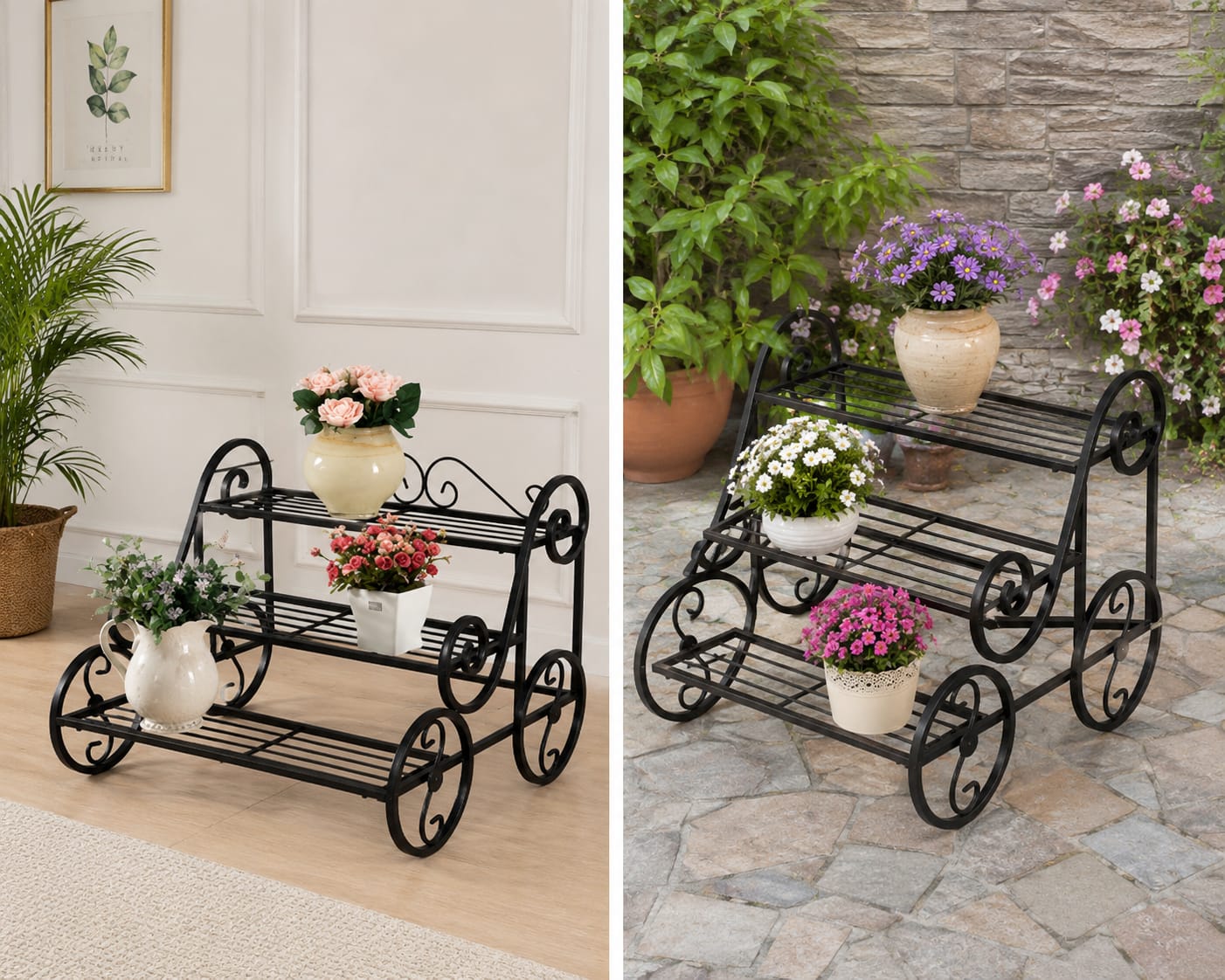 3-Tier Metal Flower Stand – Decorative Plant Rack