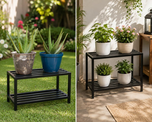 2-Tier Plant Stand – Black