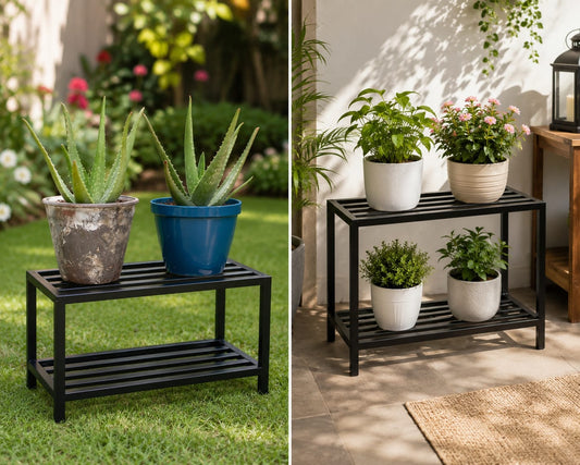2-Tier Plant Stand – Black