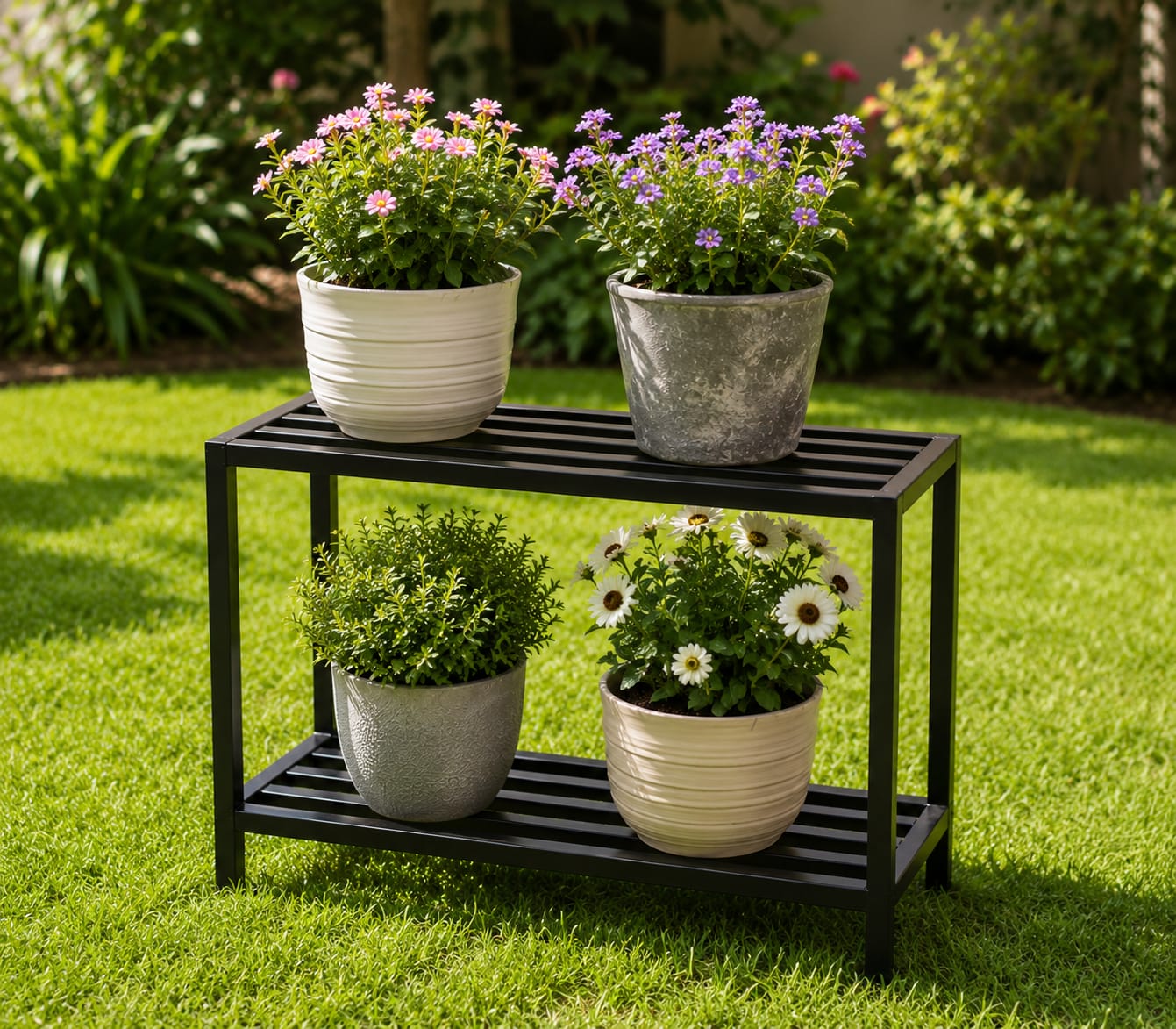 2-Tier Plant Stand – Black