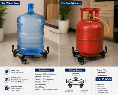 Water Can & Gas Cylinder Trolley – Black