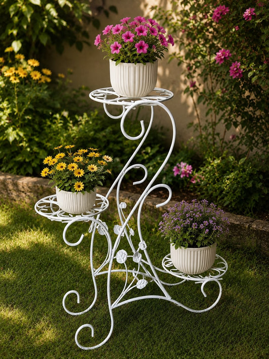 3-Tier Decorative Plant Stand – White